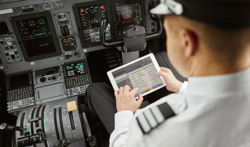 Photo of an aircraft pilot in a cockpit