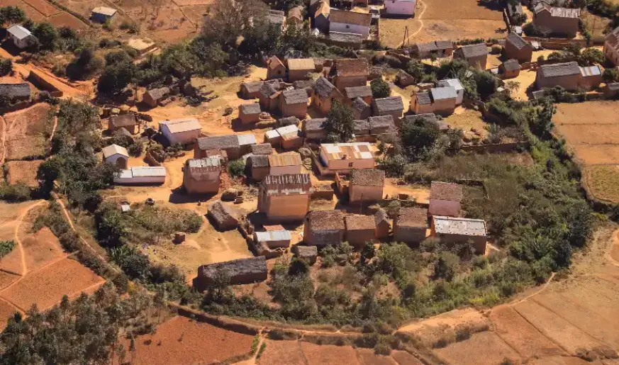 Aerial photo of African settlement