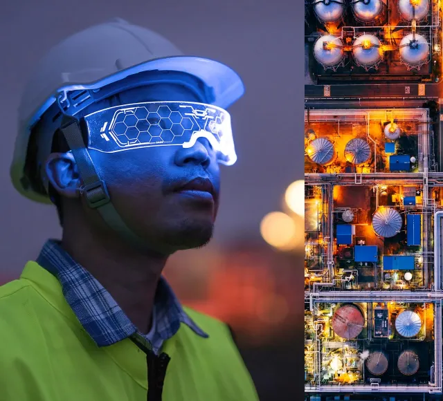 Photo d’un ingénieur avec des lunettes de réalité virtuelle