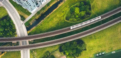 Aerial photo of railroads 
