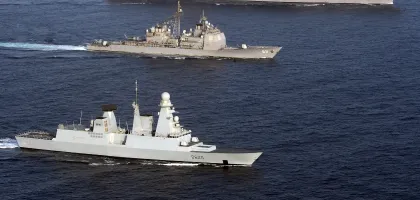 Photo of military ships at sea