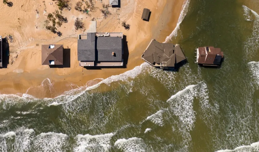 Aerial photo of a flooded river