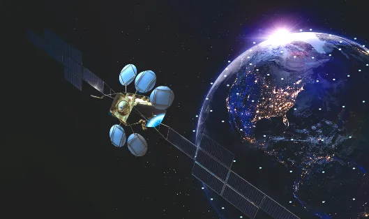 Image of a satellite and the Earth