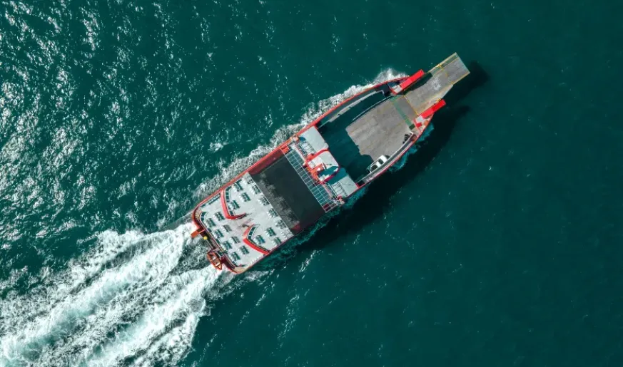 Aerial photo of a vessel on sea