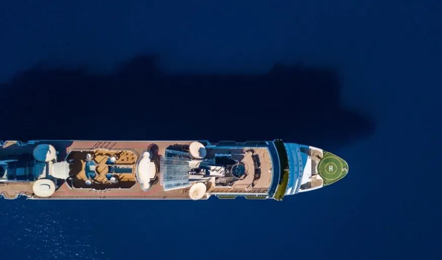 Aerial photo of a vessel at sea