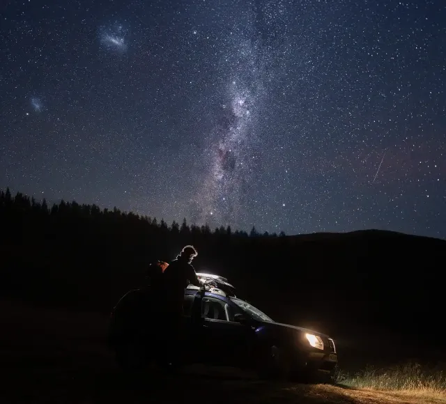 Photo of a car at night