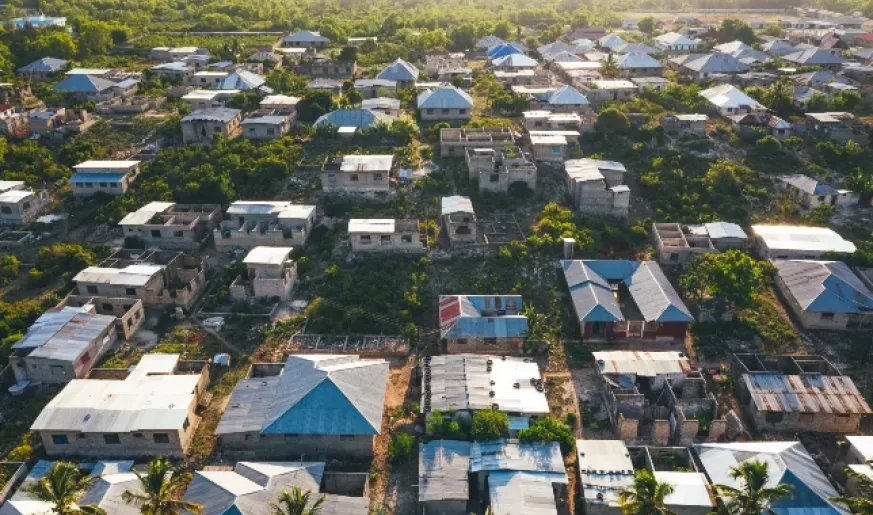 Aerial photo of African settlement