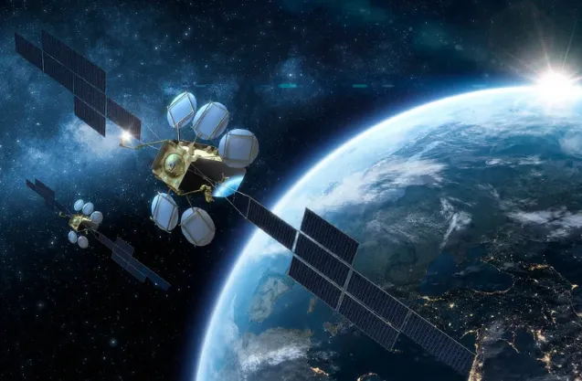 Image of a satellite and the Earth